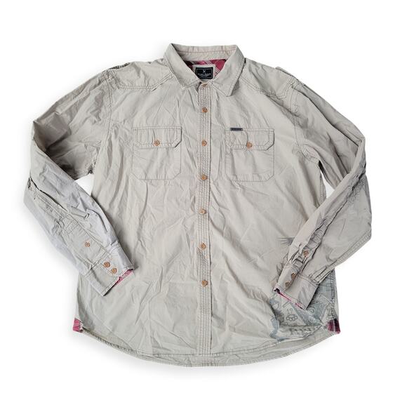 Marc Ecko Cut and Sew Vintage Beige Long Sleeve Button Up Shirt Men Sz XXL - Picture 11 of 16